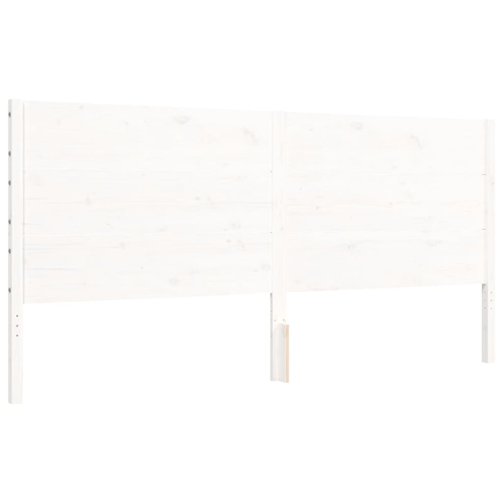 Bedframe met hoofdbord massief hout wit 200x200 cm is nu te koop bij PeponiXL, paradijselijk wonen!