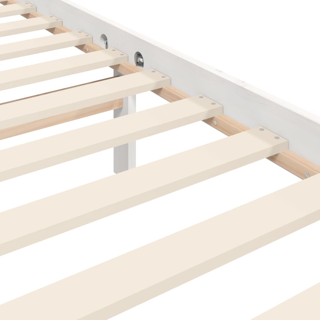 Bedframe met hoofdbord massief hout wit 200x200 cm is nu te koop bij PeponiXL, paradijselijk wonen!