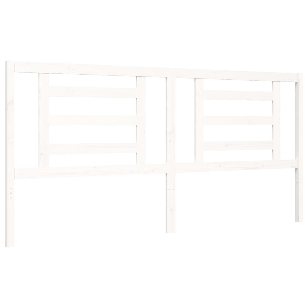 Bedframe met hoofdbord massief hout wit 200x200 cm is nu te koop bij PeponiXL, paradijselijk wonen!