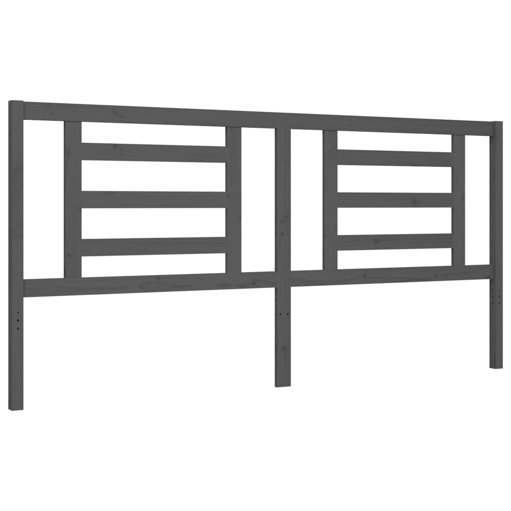 Bedframe met hoofdbord massief hout grijs 200x200 cm is nu te koop bij PeponiXL, paradijselijk wonen!