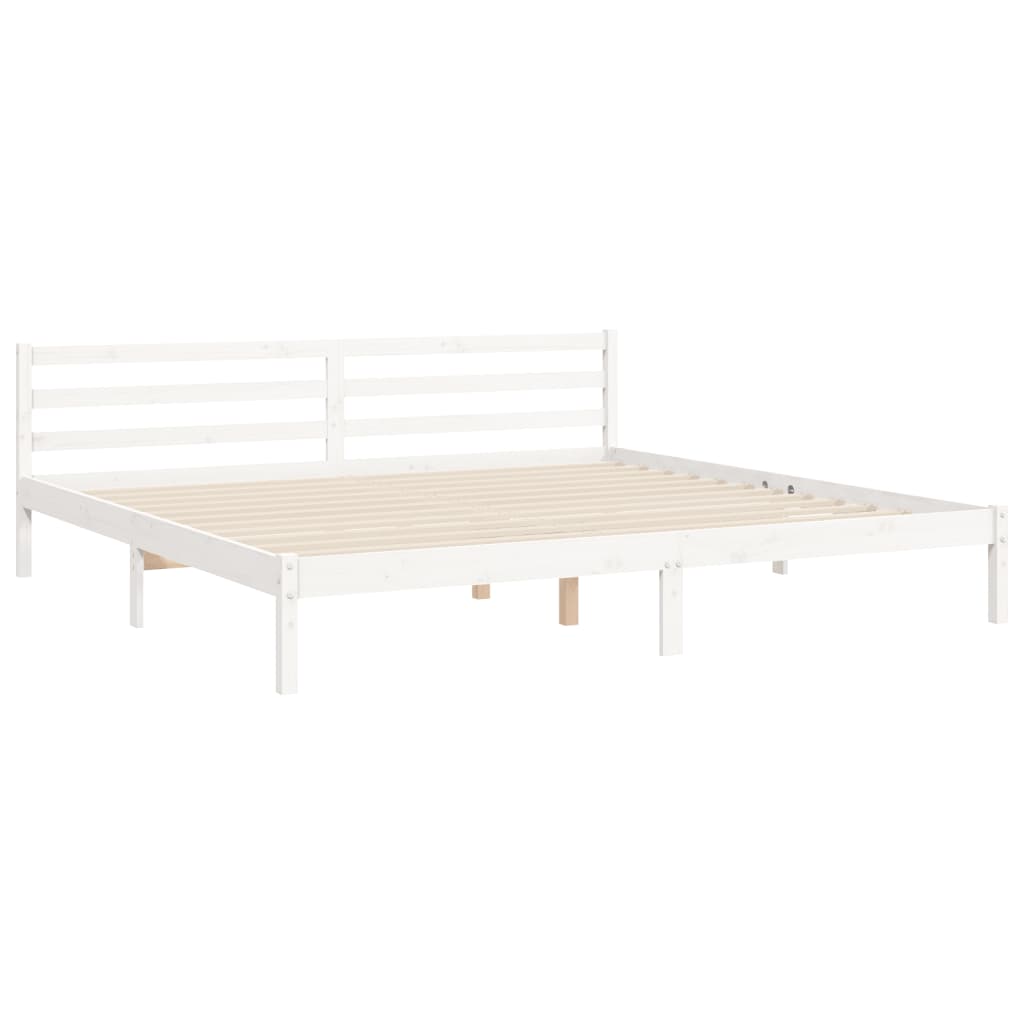 Bedframe met hoofdbord massief hout wit 200x200 cm is nu te koop bij PeponiXL, paradijselijk wonen!