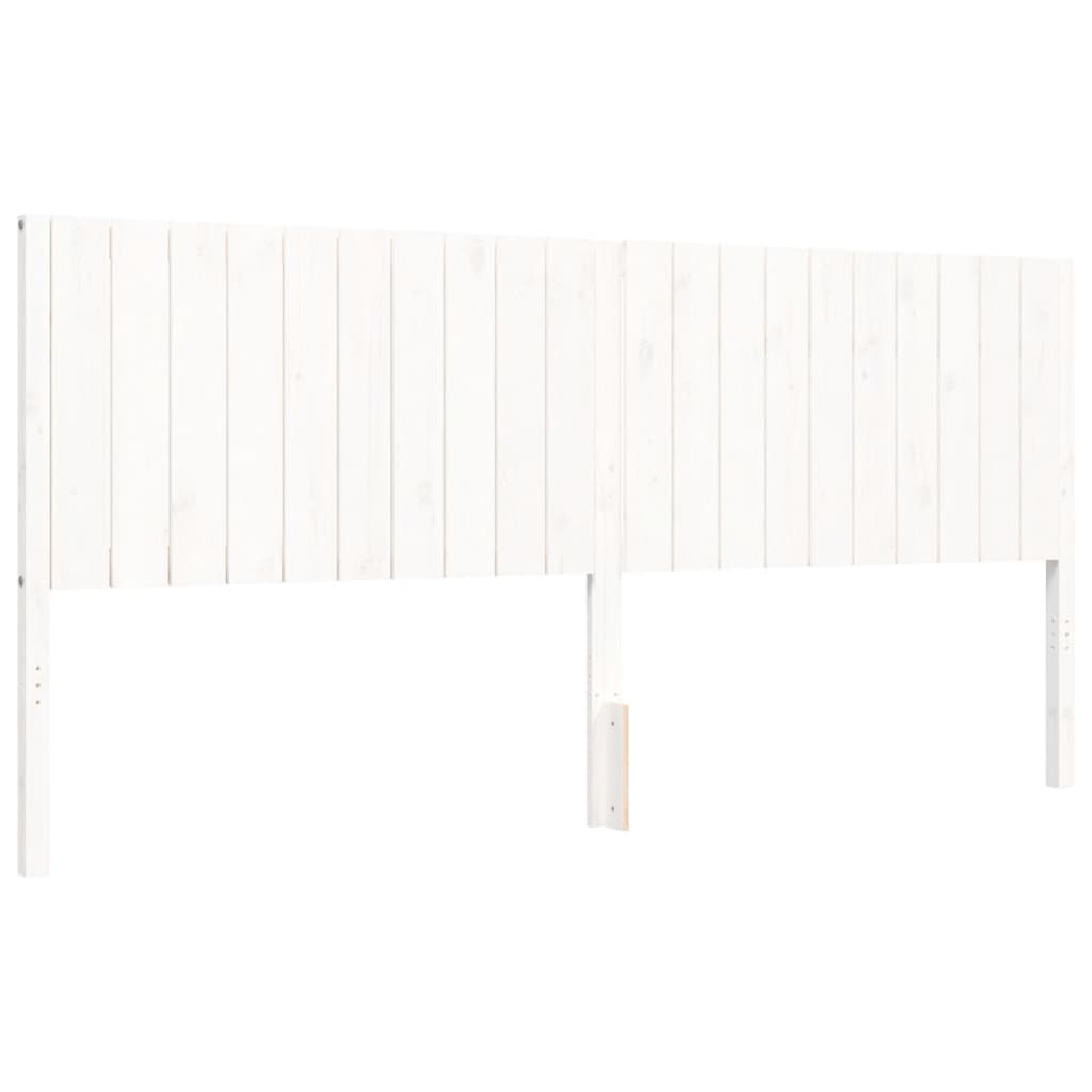 Bedframe met hoofdbord massief hout wit 200x200 cm is nu te koop bij PeponiXL, paradijselijk wonen!