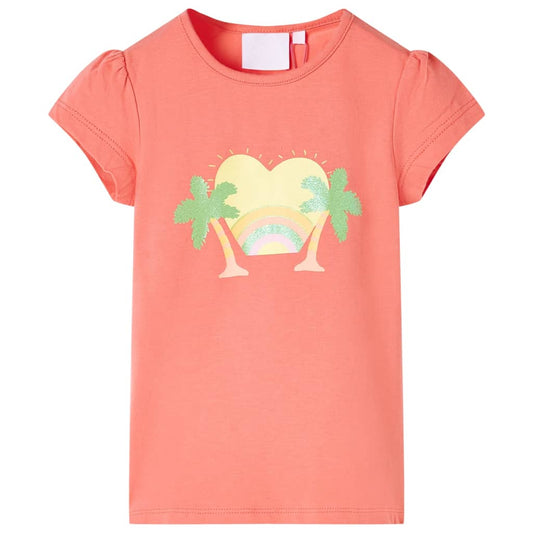Kindershirt 128 koraalkleurig is nu te koop bij PeponiXL, paradijselijk wonen!