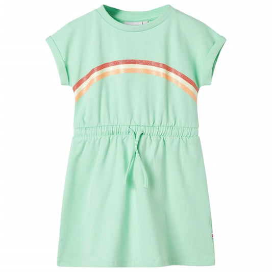 Kinderjurk met trekkoord 104 felgroen is nu te koop bij PeponiXL, paradijselijk wonen!