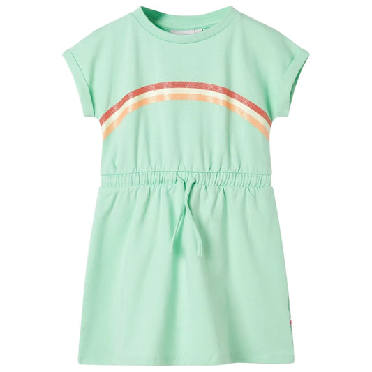 Kinderjurk met trekkoord 116 felgroen is nu te koop bij PeponiXL, paradijselijk wonen!