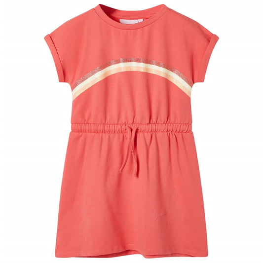 Kinderjurk met trekkoord 116 koraalkleurig is nu te koop bij PeponiXL, paradijselijk wonen!