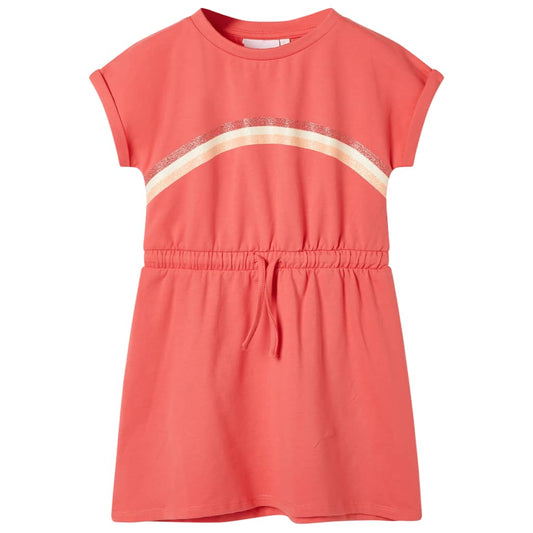 Kinderjurk met trekkoord 128 koraalkleurig is nu te koop bij PeponiXL, paradijselijk wonen!