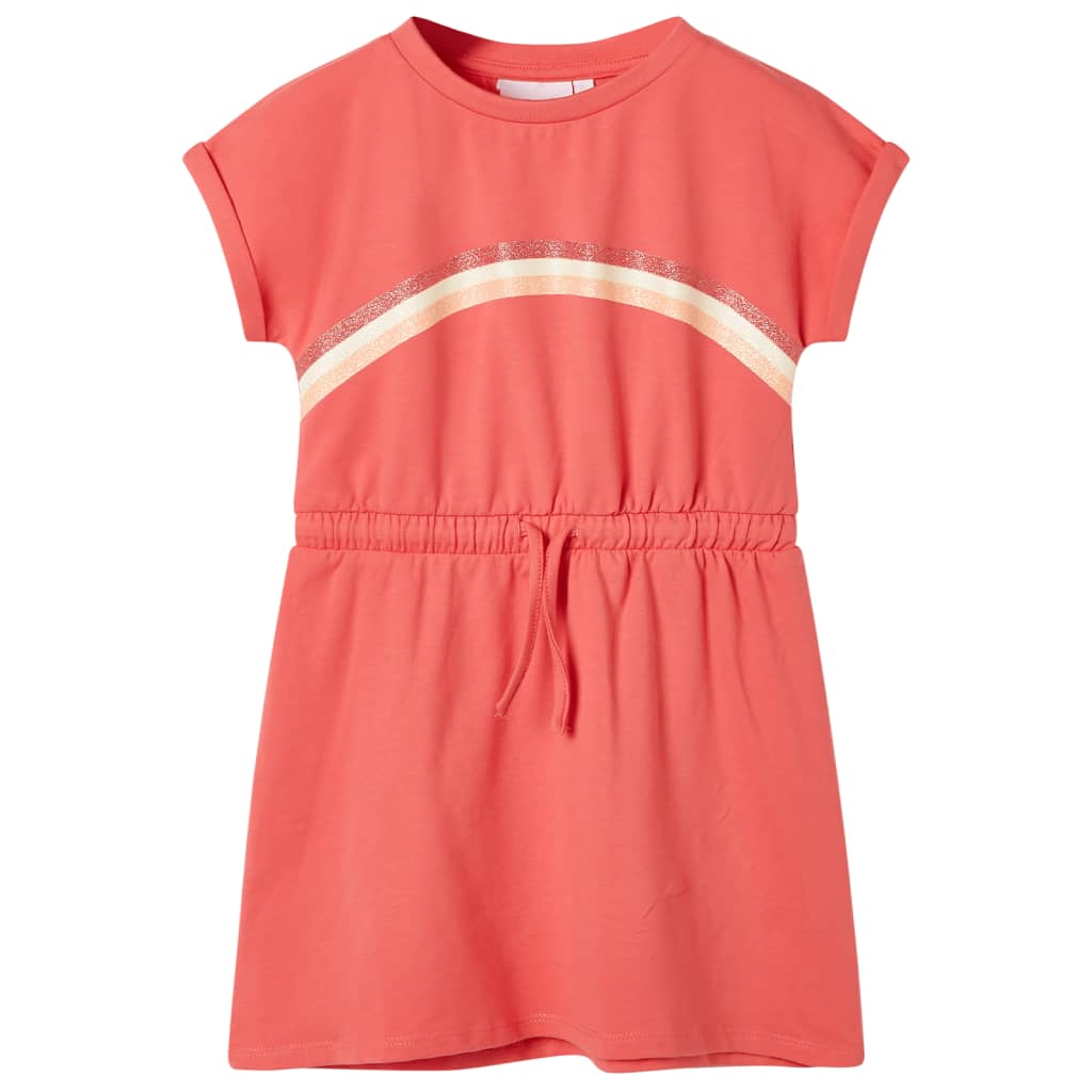 Kinderjurk met trekkoord 140 koraalkleurig is nu te koop bij PeponiXL, paradijselijk wonen!