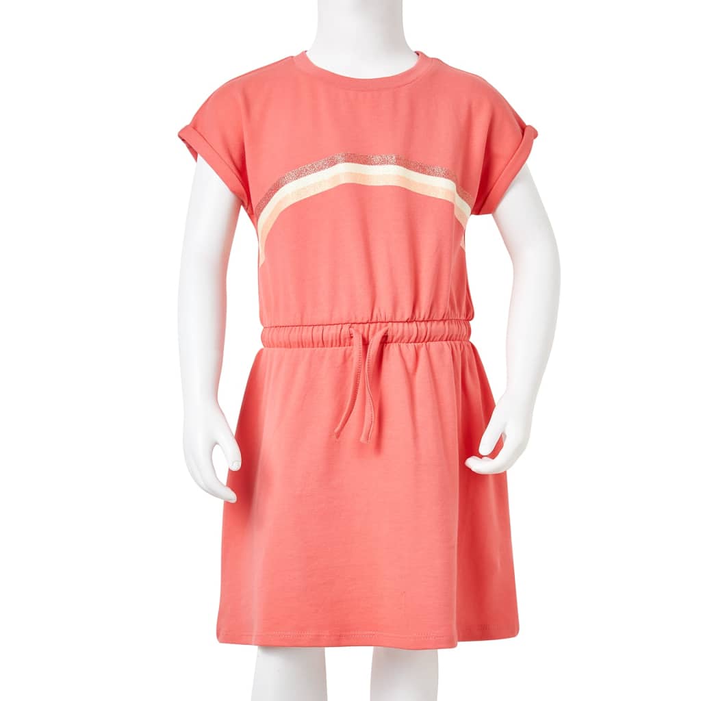 Kinderjurk met trekkoord 140 koraalkleurig is nu te koop bij PeponiXL, paradijselijk wonen!