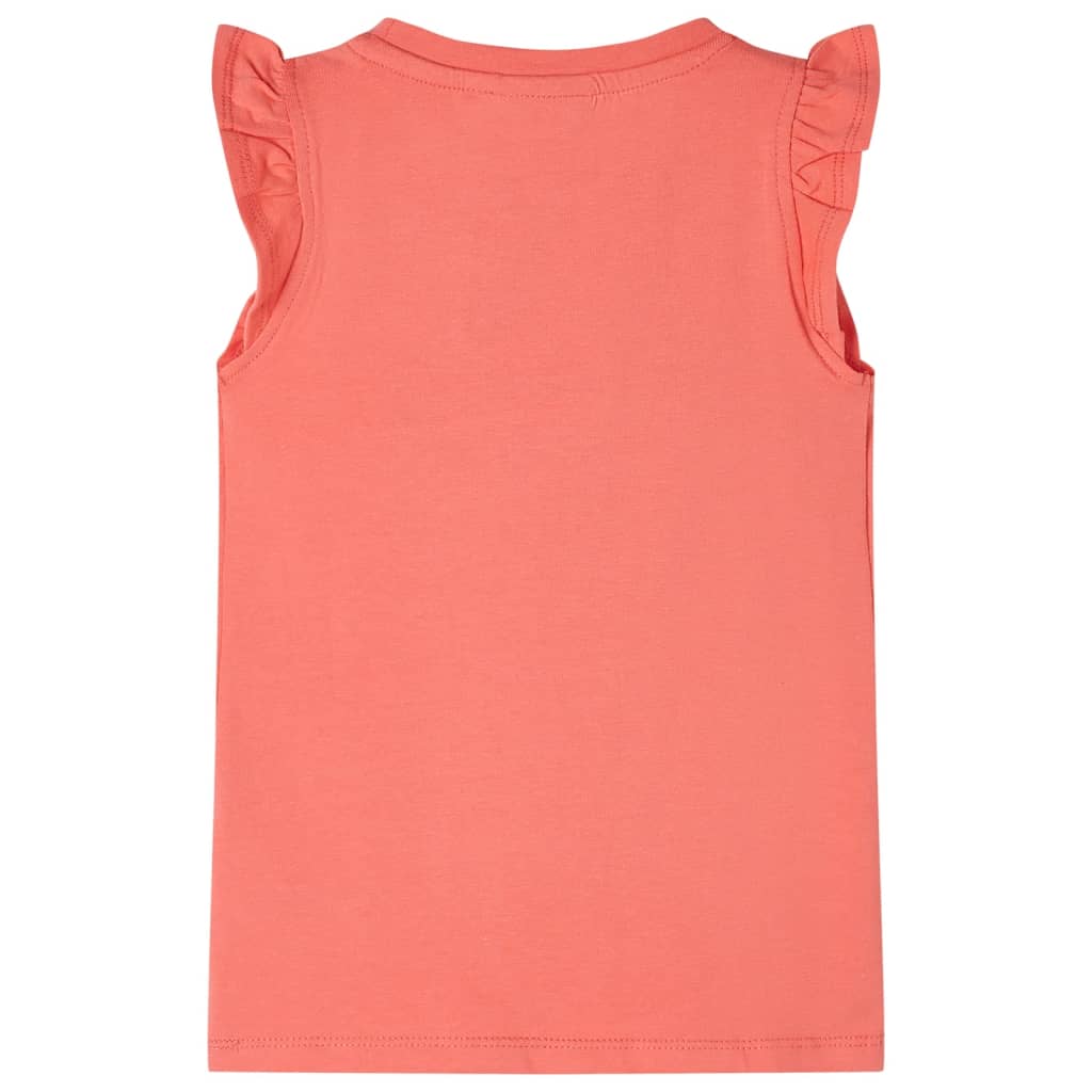 Kindershirt met ruches aan de mouwen 140 koraalkleurig is nu te koop bij PeponiXL, paradijselijk wonen!