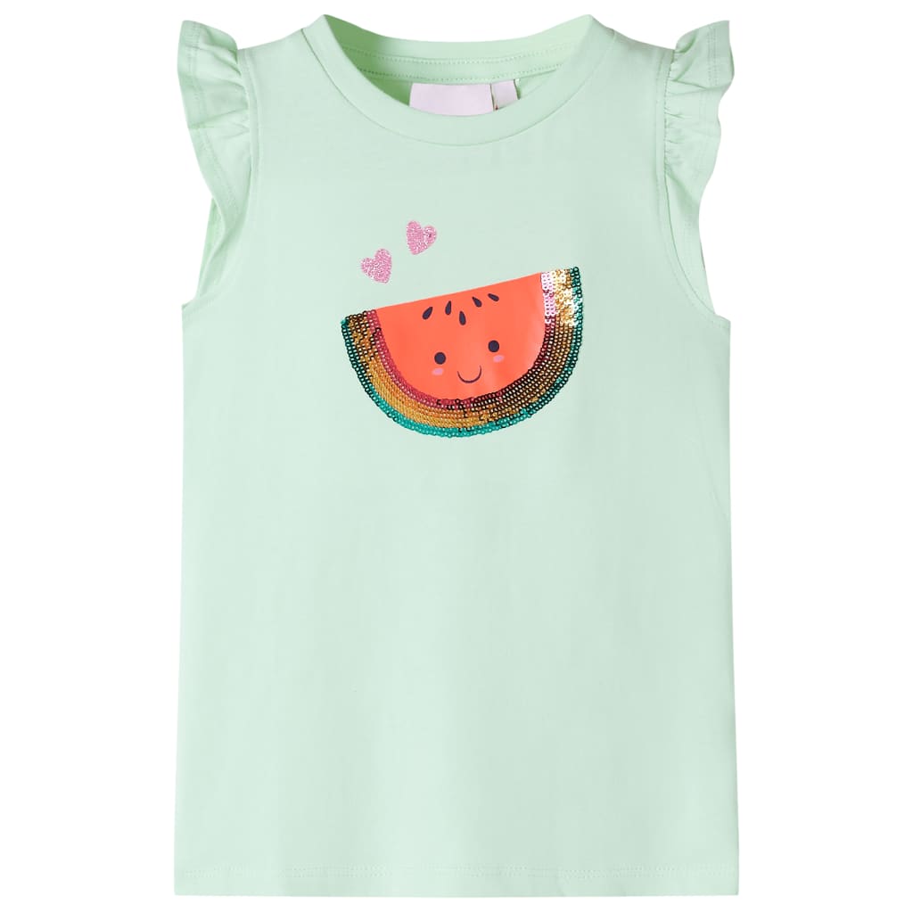 Kindershirt met ruches aan de mouwen 92 zachtgroen is nu te koop bij PeponiXL, paradijselijk wonen!