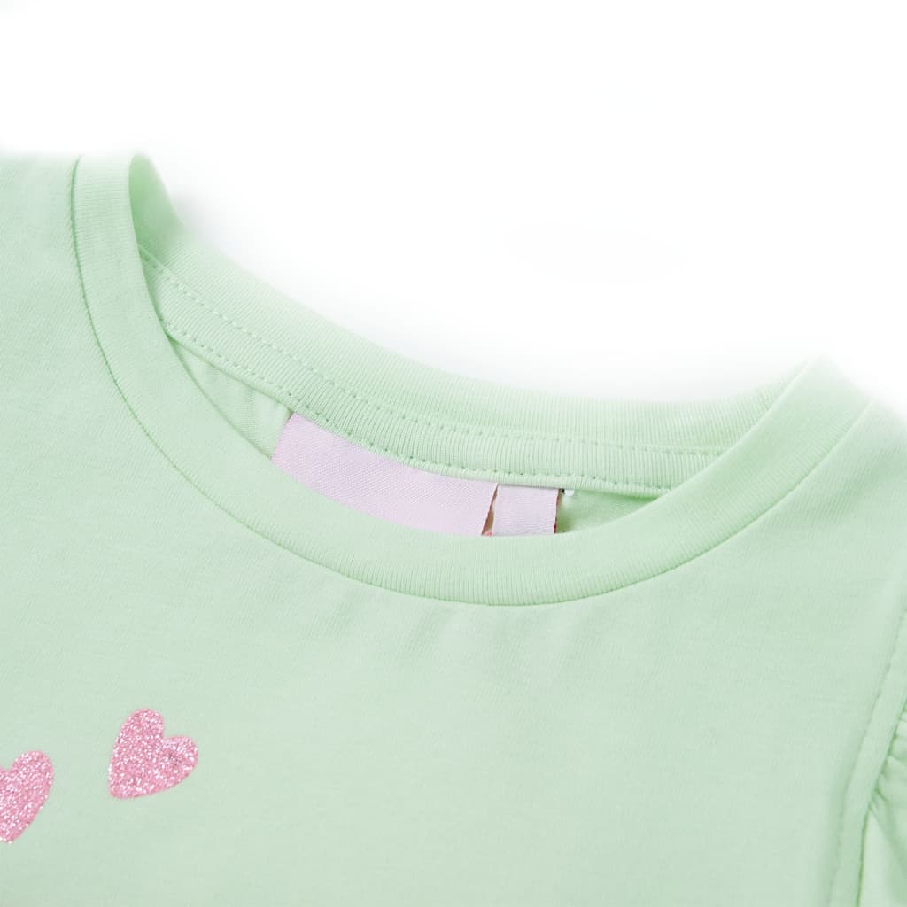 Kindershirt met ruches aan de mouwen 92 zachtgroen is nu te koop bij PeponiXL, paradijselijk wonen!