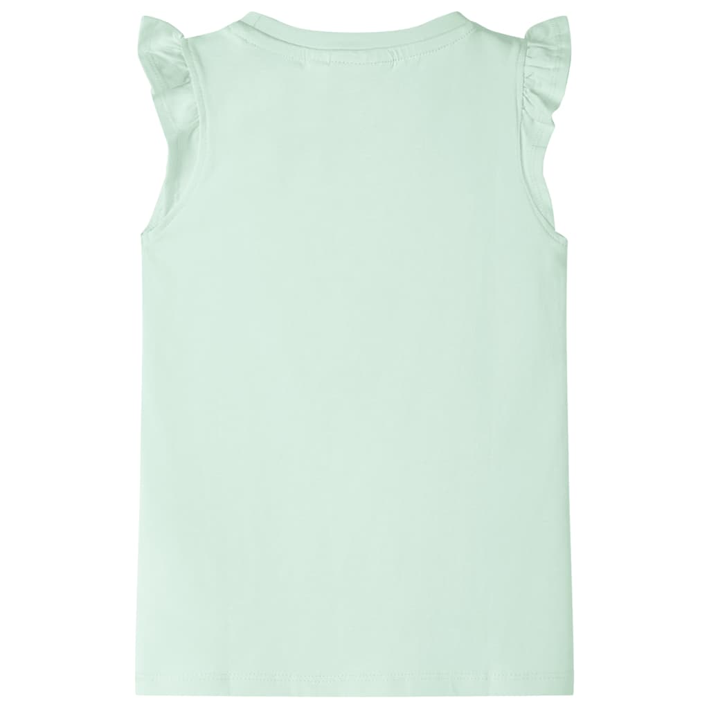 Kindershirt met ruches aan de mouwen 128 zachtgroen is nu te koop bij PeponiXL, paradijselijk wonen!