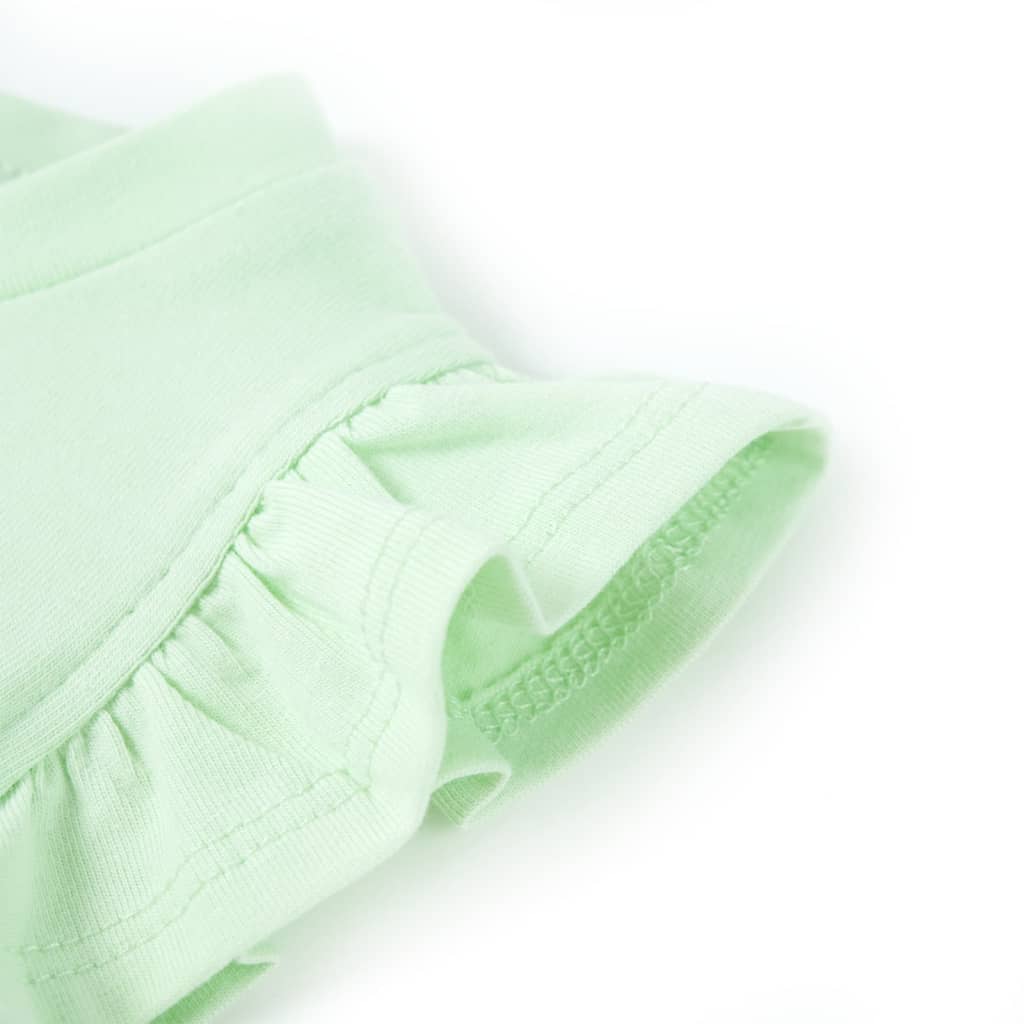 Kindershirt met ruches aan de mouwen 128 zachtgroen is nu te koop bij PeponiXL, paradijselijk wonen!