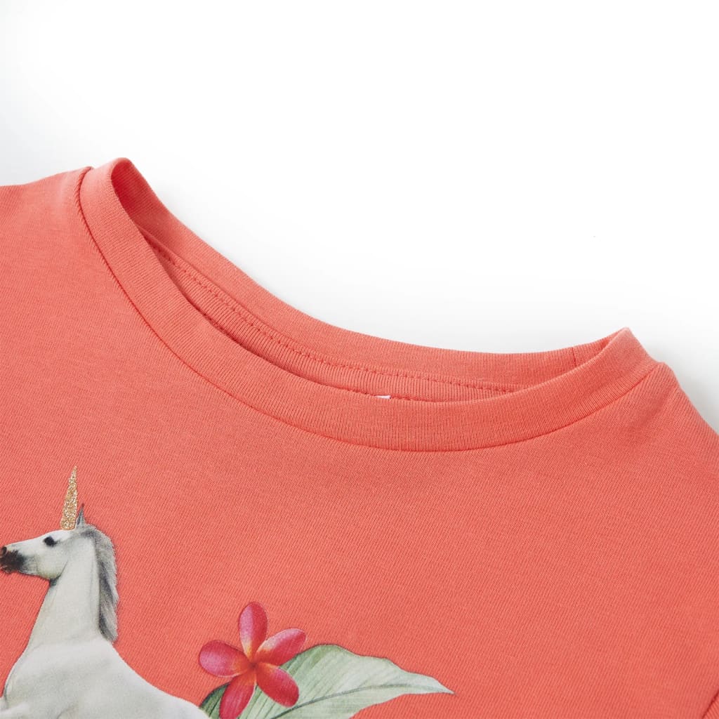 Kindershirt met korte mouwen 116 koraalkleurig is nu te koop bij PeponiXL, paradijselijk wonen!