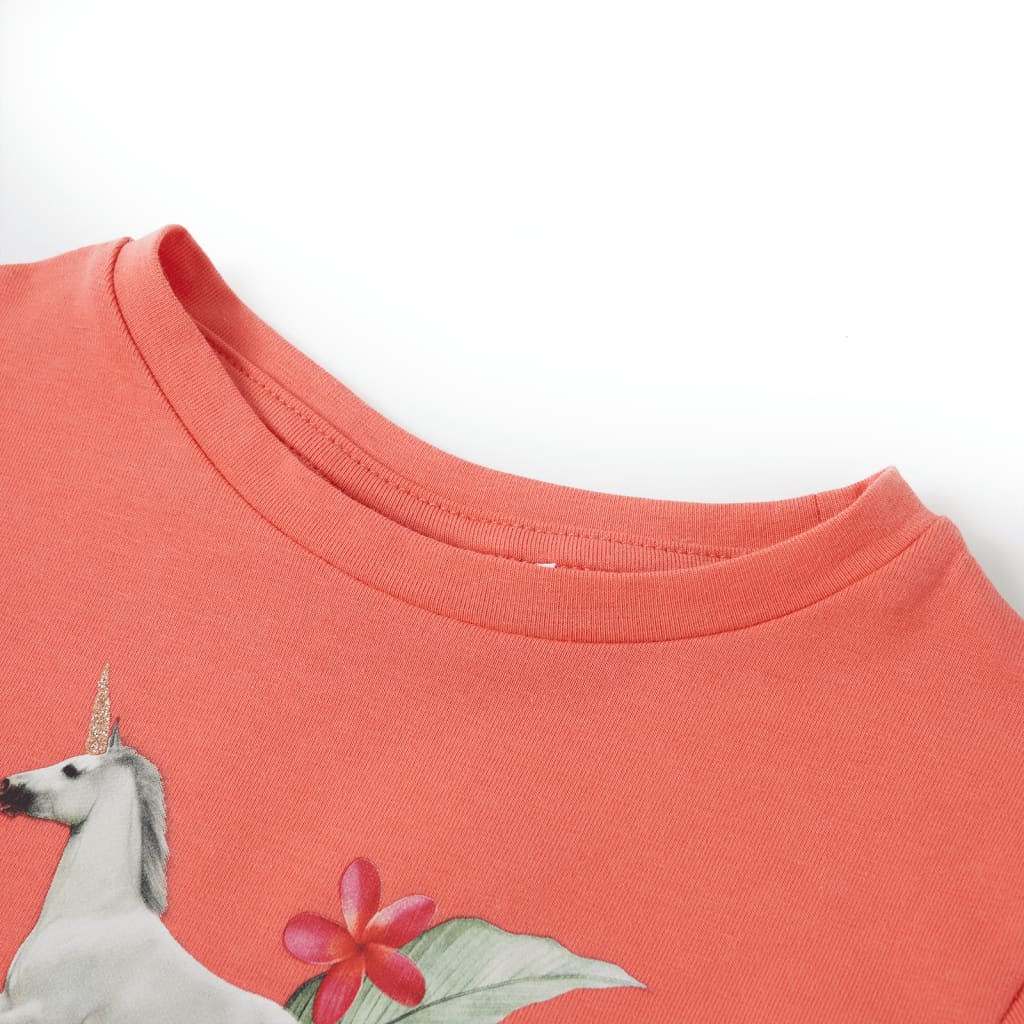 Kindershirt met korte mouwen 140 koraalkleurig is nu te koop bij PeponiXL, paradijselijk wonen!