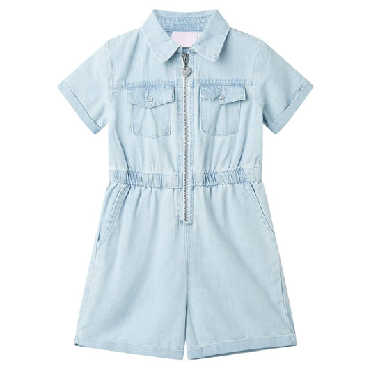 Kinderonesie met korte mouwen 128 zachtblauw is nu te koop bij PeponiXL, paradijselijk wonen!