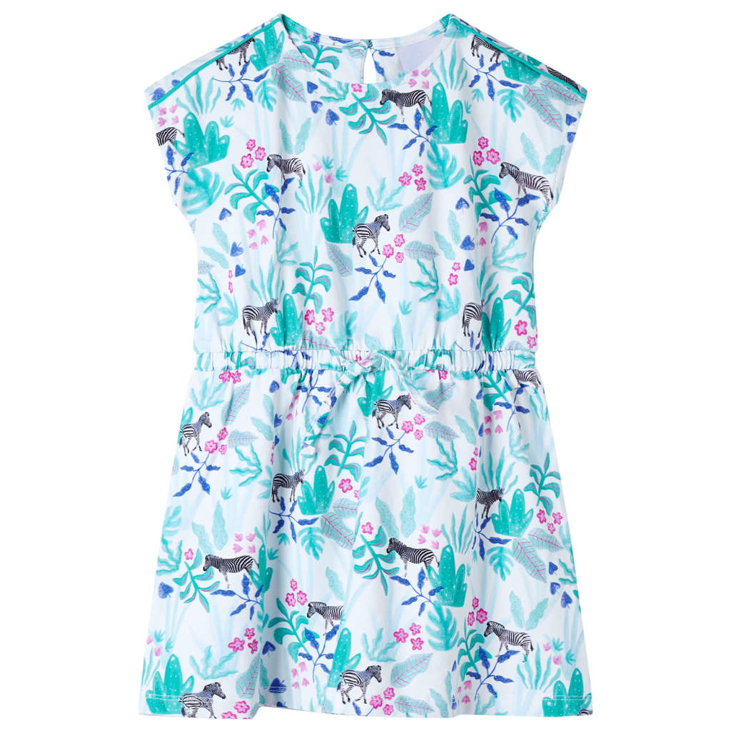 Kinderjurk 104 ecru en donkermintkleurig is nu te koop bij PeponiXL, paradijselijk wonen!