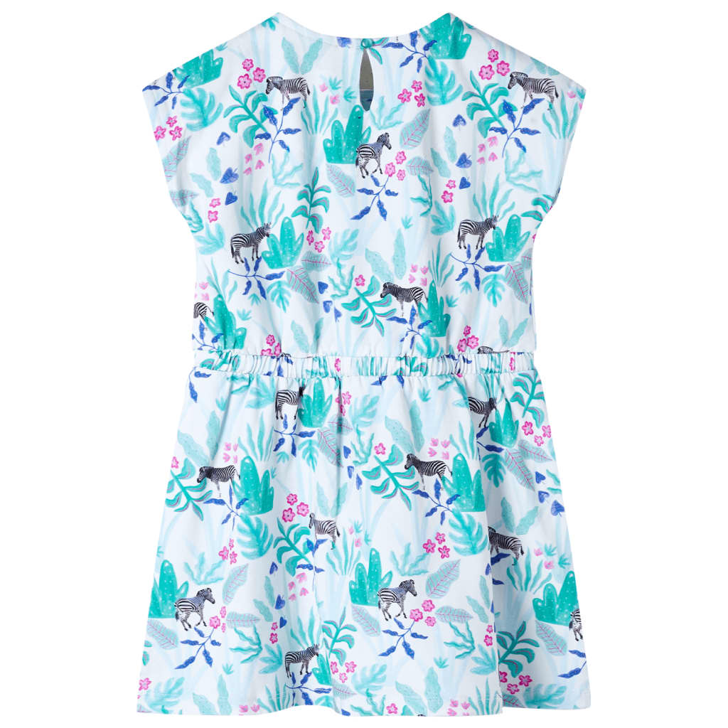 Kinderjurk 116 ecru en donkermintkleurig is nu te koop bij PeponiXL, paradijselijk wonen!