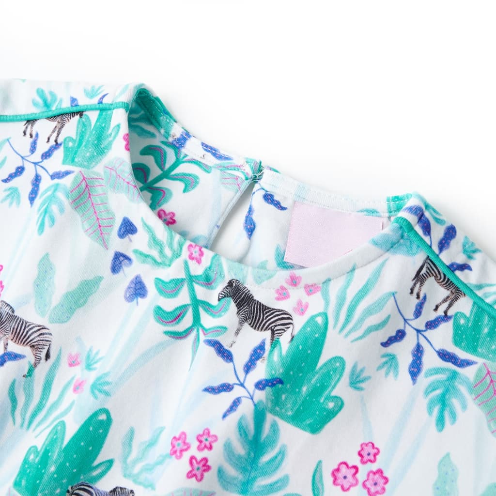 Kinderjurk 116 ecru en donkermintkleurig is nu te koop bij PeponiXL, paradijselijk wonen!