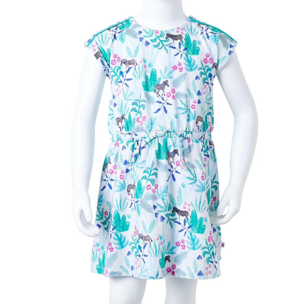 Kinderjurk 116 ecru en donkermintkleurig is nu te koop bij PeponiXL, paradijselijk wonen!