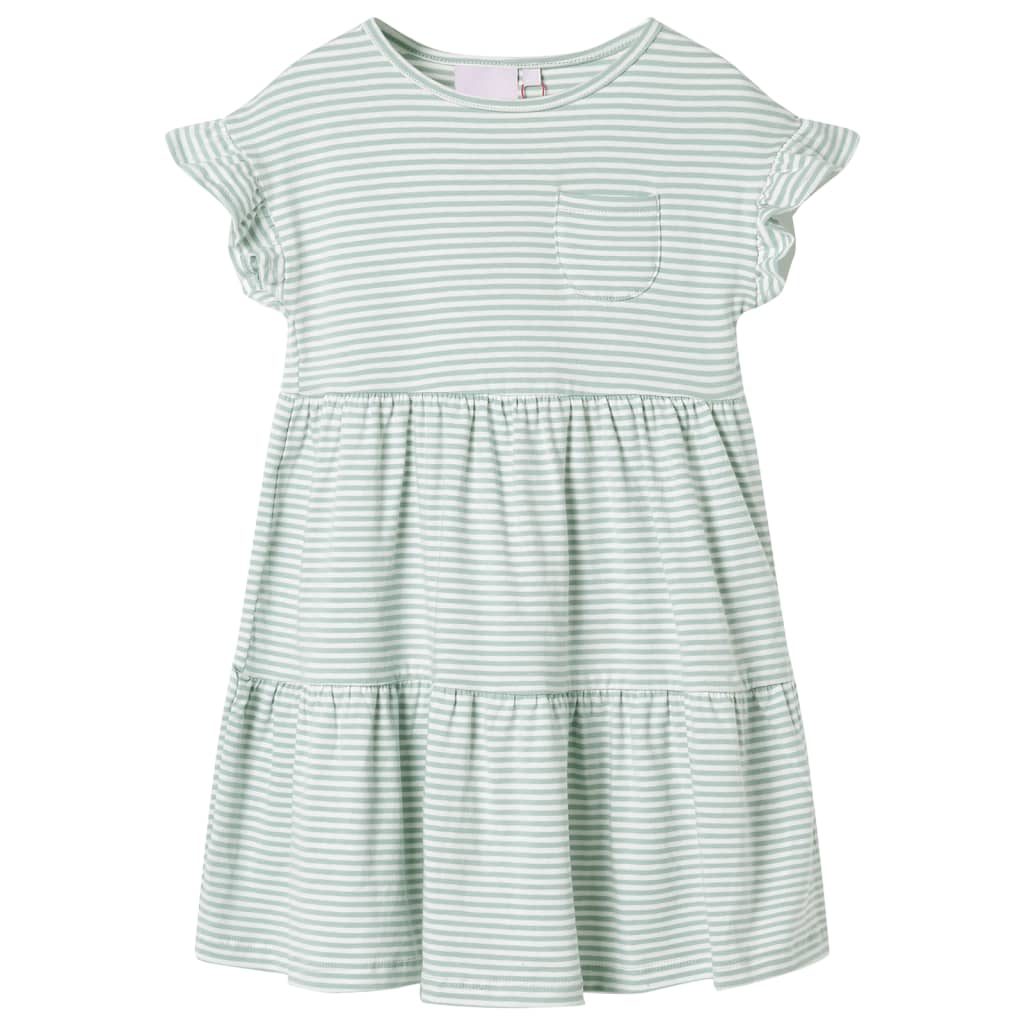 Kinderjurk met ruches aan de mouwen 128 mintkleurig is nu te koop bij PeponiXL, paradijselijk wonen!