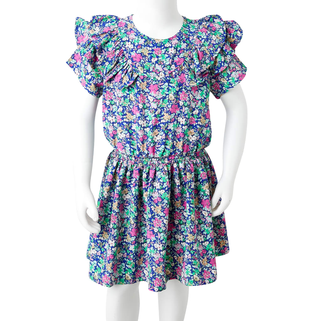 Kinderjurk met ruche mouwen 92 kobaltblauw is nu te koop bij PeponiXL, paradijselijk wonen!