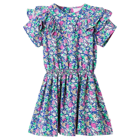 Kinderjurk met ruche mouwen 116 kobaltblauw is nu te koop bij PeponiXL, paradijselijk wonen!