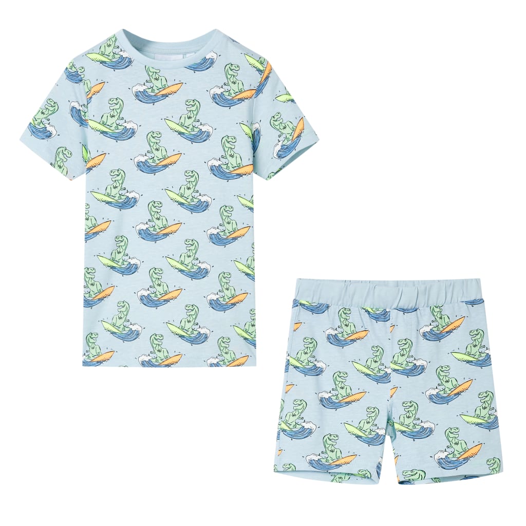 Kinderpyjama met korte mouwen 128 lichtblauw is nu te koop bij PeponiXL, paradijselijk wonen!