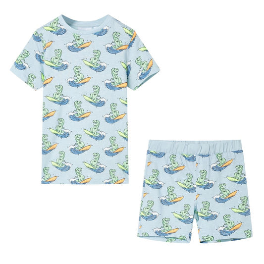 Kinderpyjama met korte mouwen 128 lichtblauw is nu te koop bij PeponiXL, paradijselijk wonen!