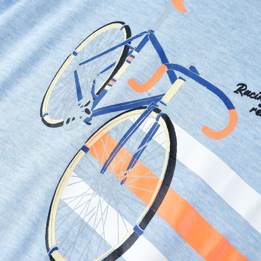Kindershirt 104 gemêleerd zachtblauw is nu te koop bij PeponiXL, paradijselijk wonen!