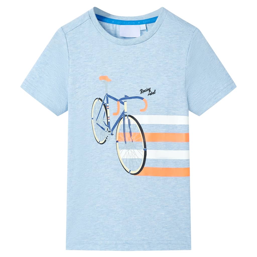 Kindershirt 140 gemêleerd zachtblauw is nu te koop bij PeponiXL, paradijselijk wonen!
