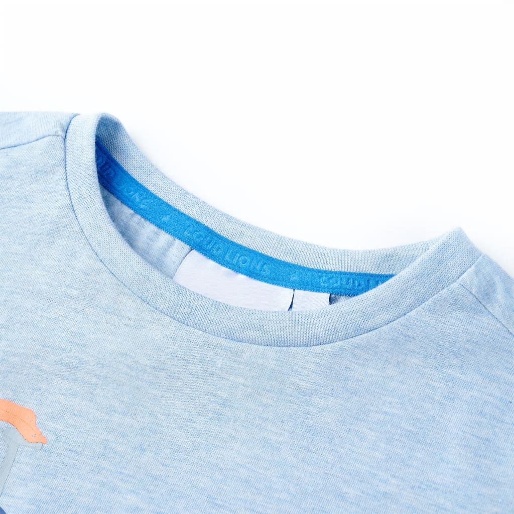 Kindershirt 140 gemêleerd zachtblauw is nu te koop bij PeponiXL, paradijselijk wonen!