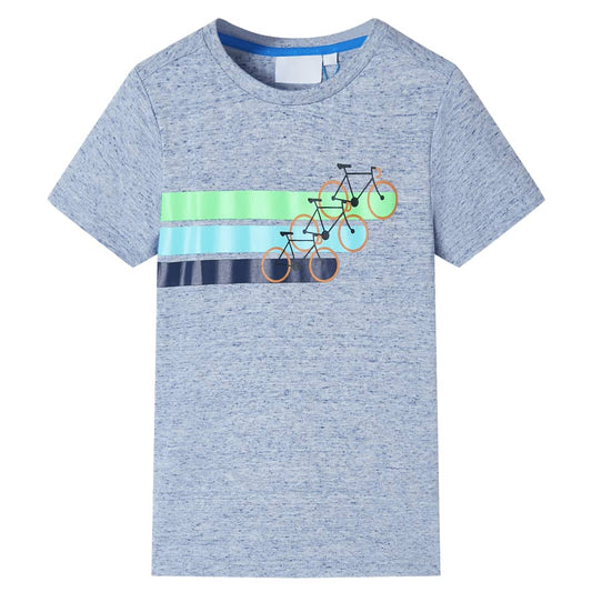 Kindershirt met korte mouwen 116 gemêleerd blauw is nu te koop bij PeponiXL, paradijselijk wonen!