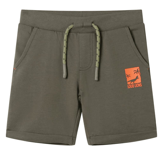 Kindershorts met trekkoord 128 donkerkaki is nu te koop bij PeponiXL, paradijselijk wonen!