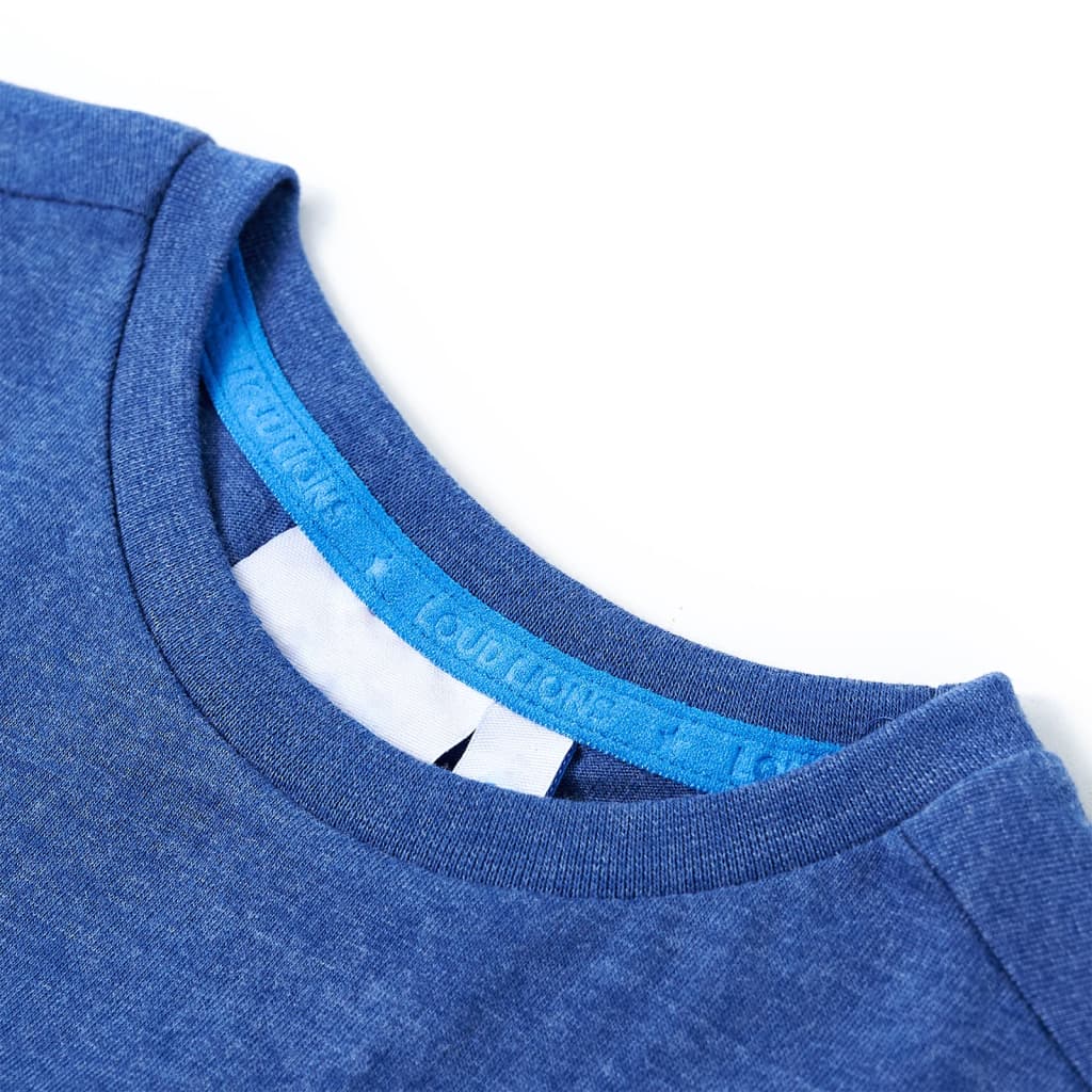 Kindershirt 140 gemêleerd donkerblauw is nu te koop bij PeponiXL, paradijselijk wonen!