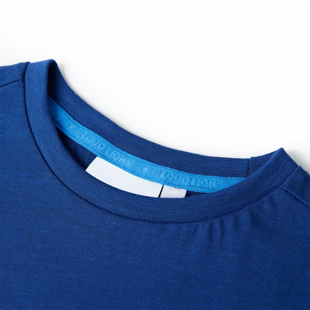 Kindershirt 128 donkerblauw is nu te koop bij PeponiXL, paradijselijk wonen!