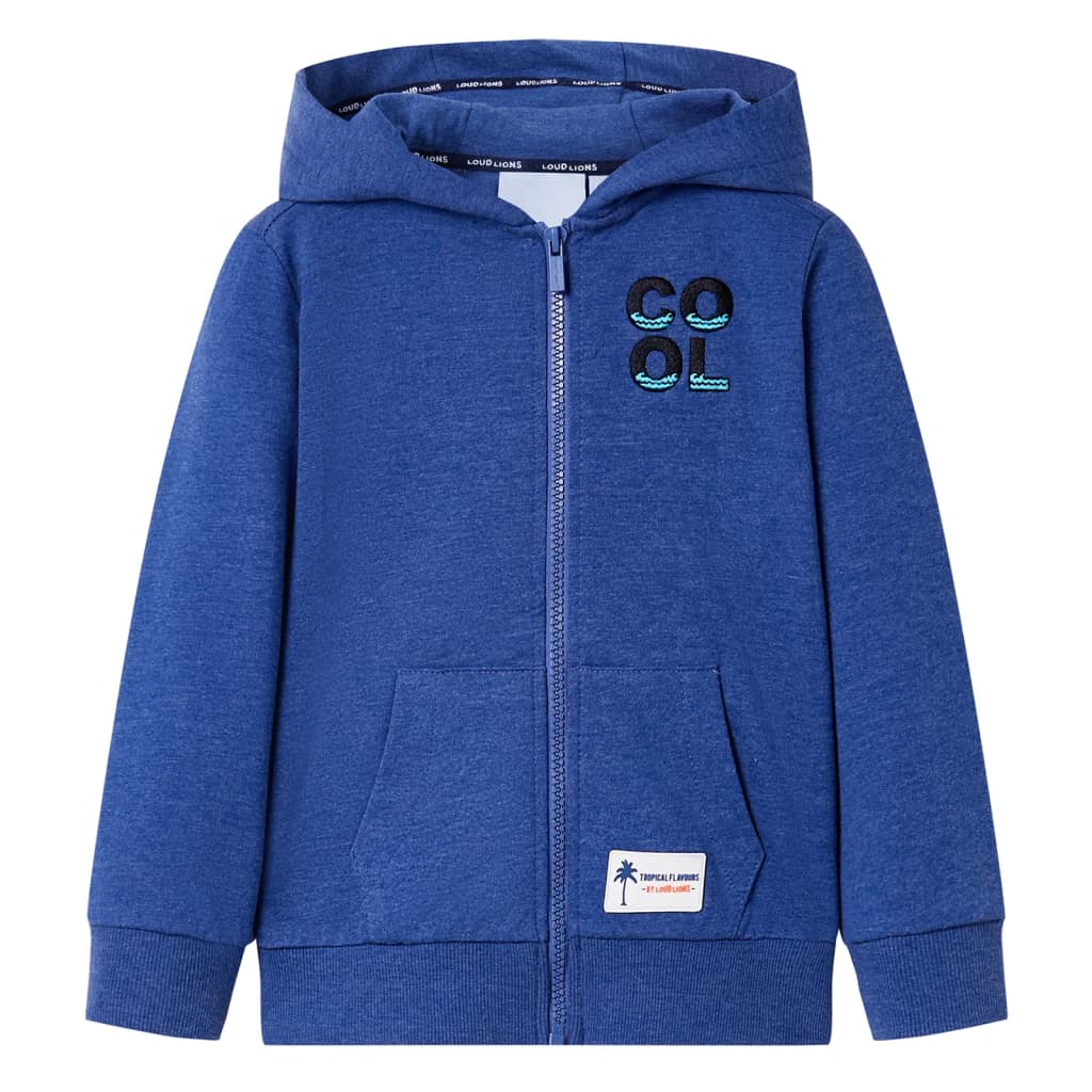 Kindervest met capuchon en rits 104 gemêleerd donkerblauw is nu te koop bij PeponiXL, paradijselijk wonen!
