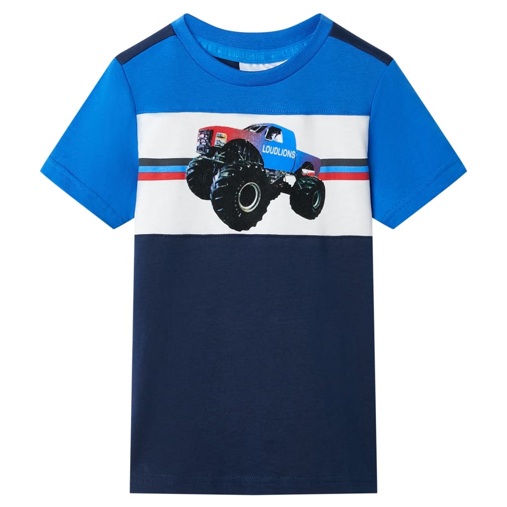 Kindershirt 104 blauw en marineblauw is nu te koop bij PeponiXL, paradijselijk wonen!
