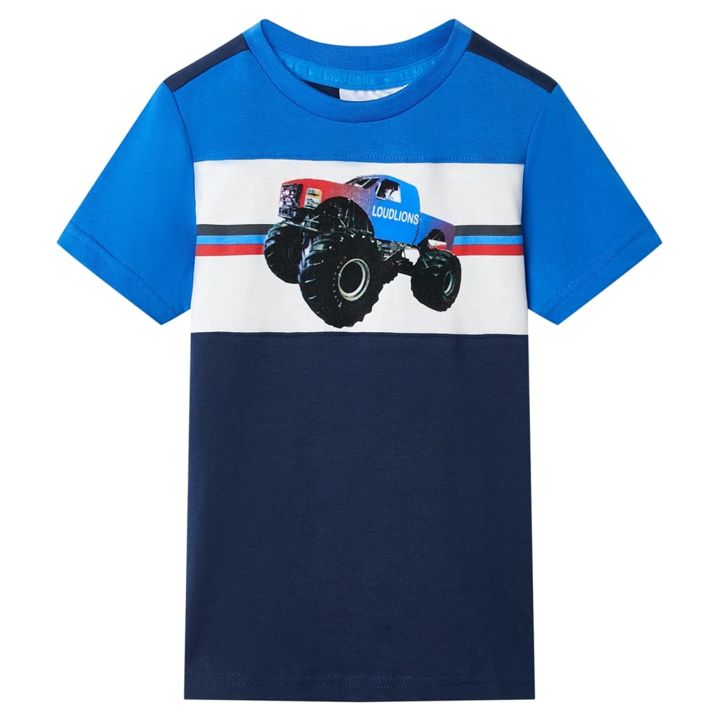 Kindershirt 128 blauw en marineblauw is nu te koop bij PeponiXL, paradijselijk wonen!