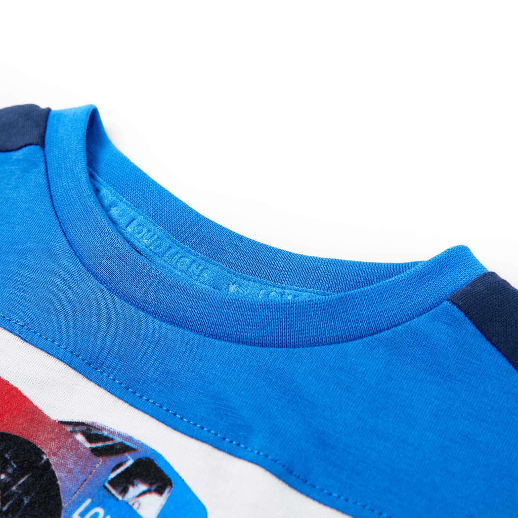 Kindershirt 128 blauw en marineblauw is nu te koop bij PeponiXL, paradijselijk wonen!