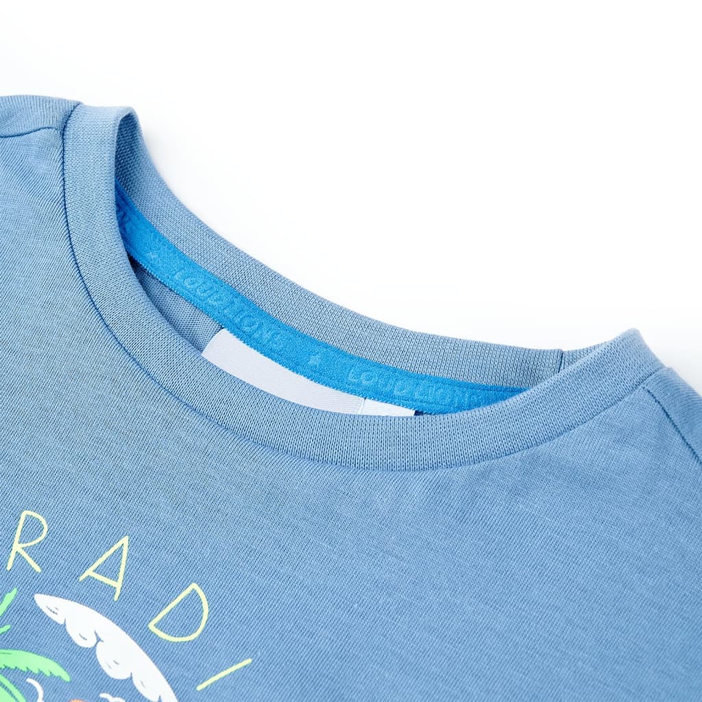 Kindershirt 116 middenblauw is nu te koop bij PeponiXL, paradijselijk wonen!