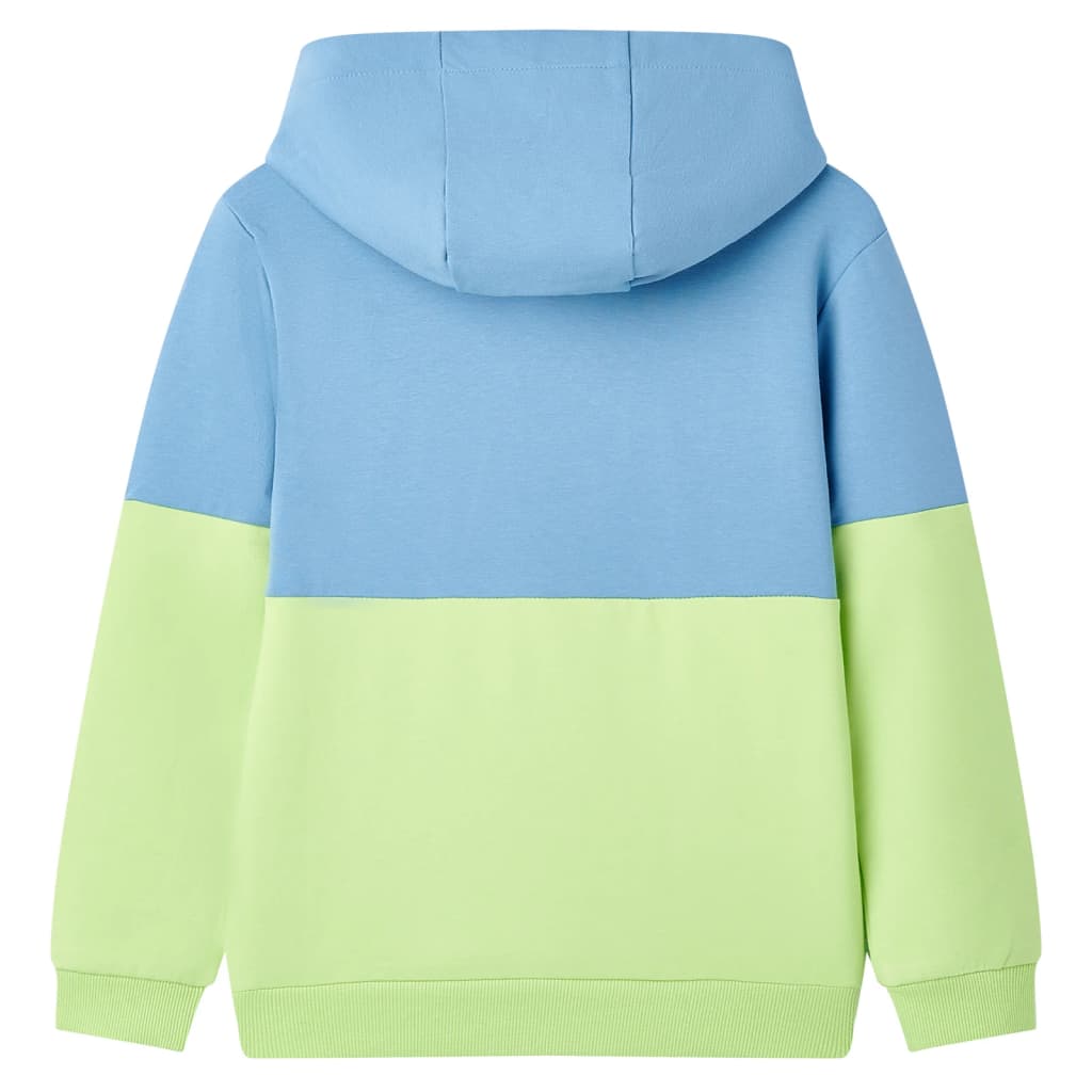 Kindertrui met capuchon 104 blauw en zachtgeel is nu te koop bij PeponiXL, paradijselijk wonen!