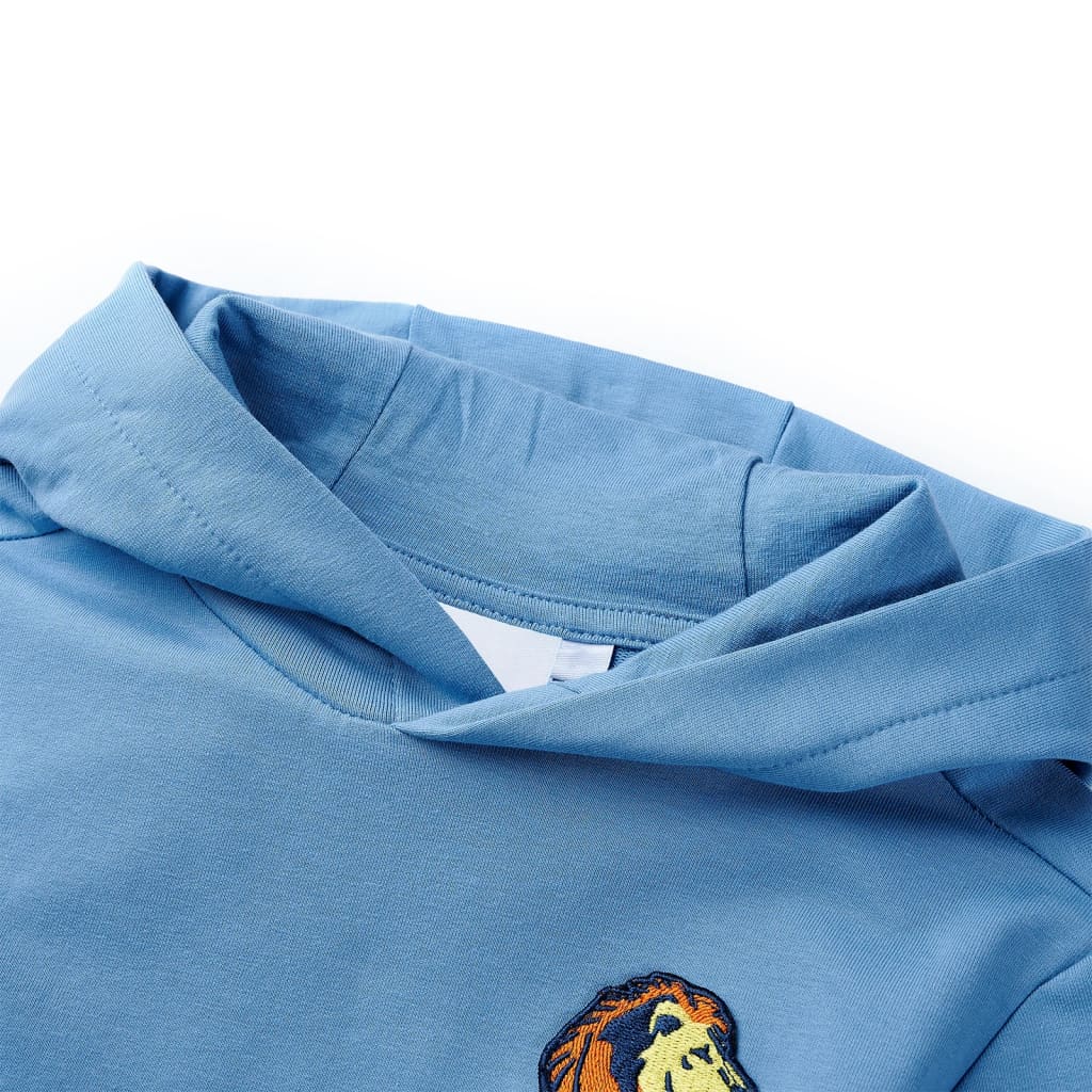 Kindertrui met capuchon 104 blauw en zachtgeel is nu te koop bij PeponiXL, paradijselijk wonen!