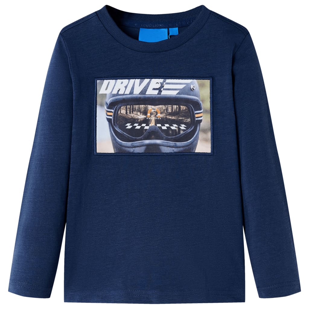 Kindershirt met lange mouwen 116 gemêleerd marineblauw is nu te koop bij PeponiXL, paradijselijk wonen!