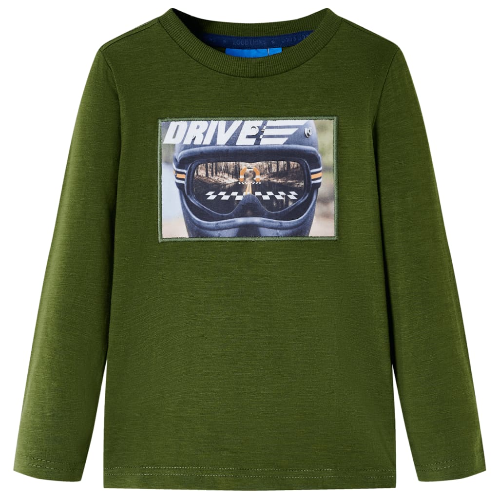 Kindershirt met lange mouwen 116 donkerkakikleurig is nu te koop bij PeponiXL, paradijselijk wonen!