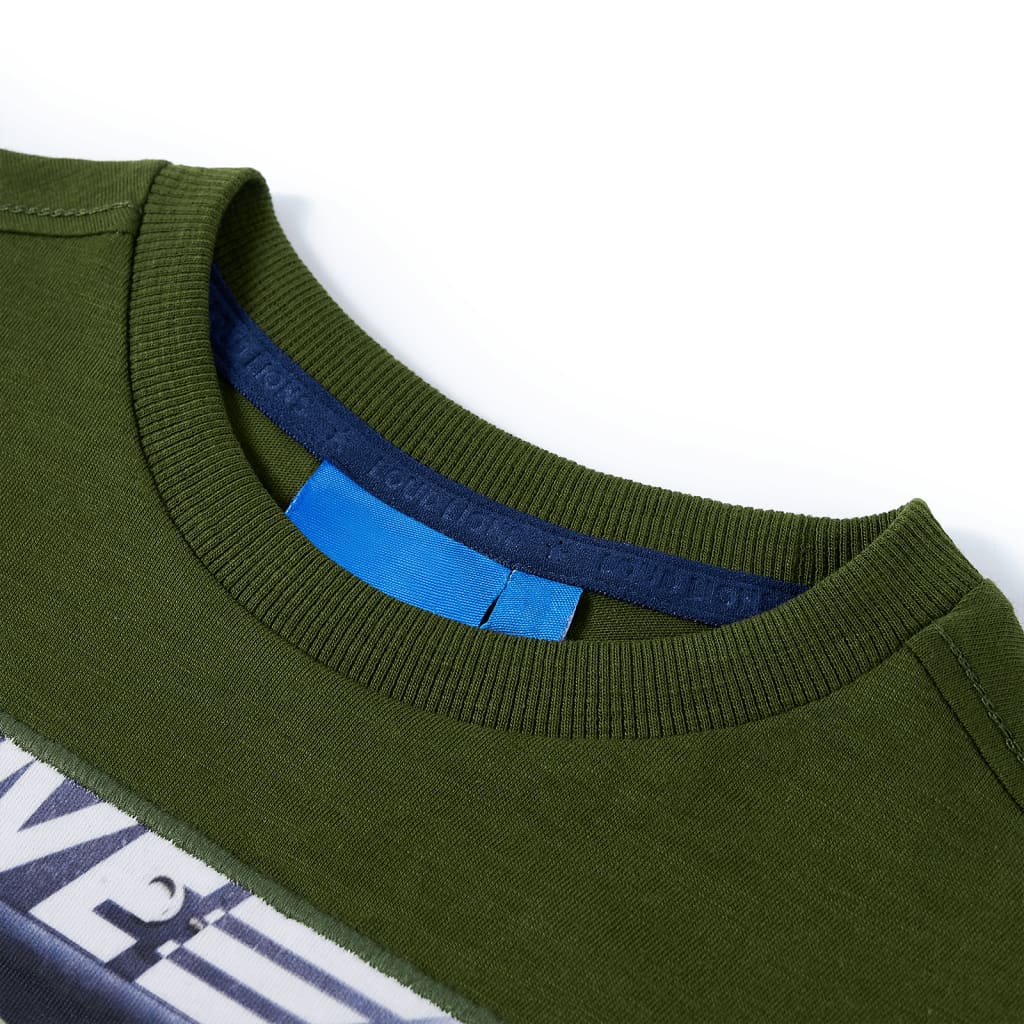 Kindershirt met lange mouwen 116 donkerkakikleurig is nu te koop bij PeponiXL, paradijselijk wonen!