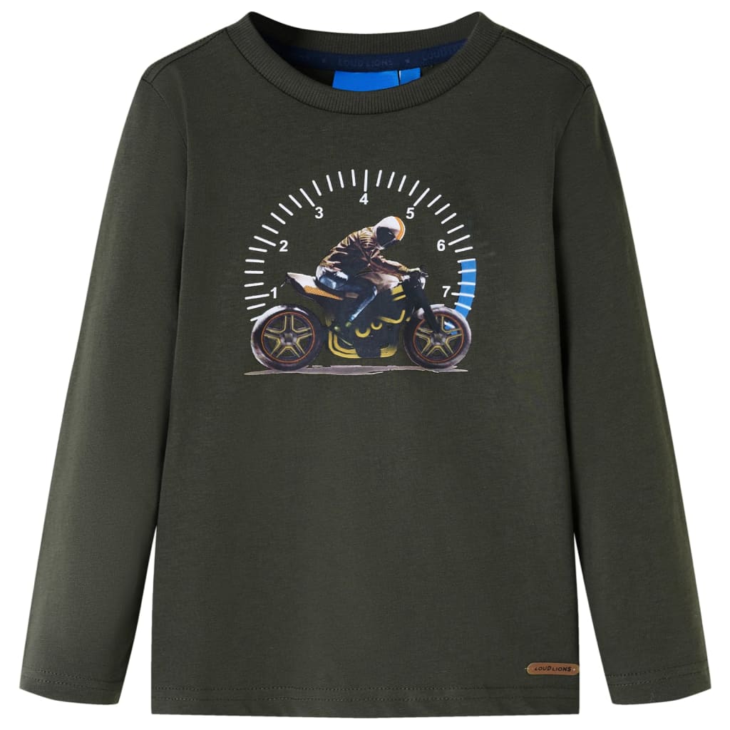 Kindershirt met lange mouwen 128 kakikleurig is nu te koop bij PeponiXL, paradijselijk wonen!