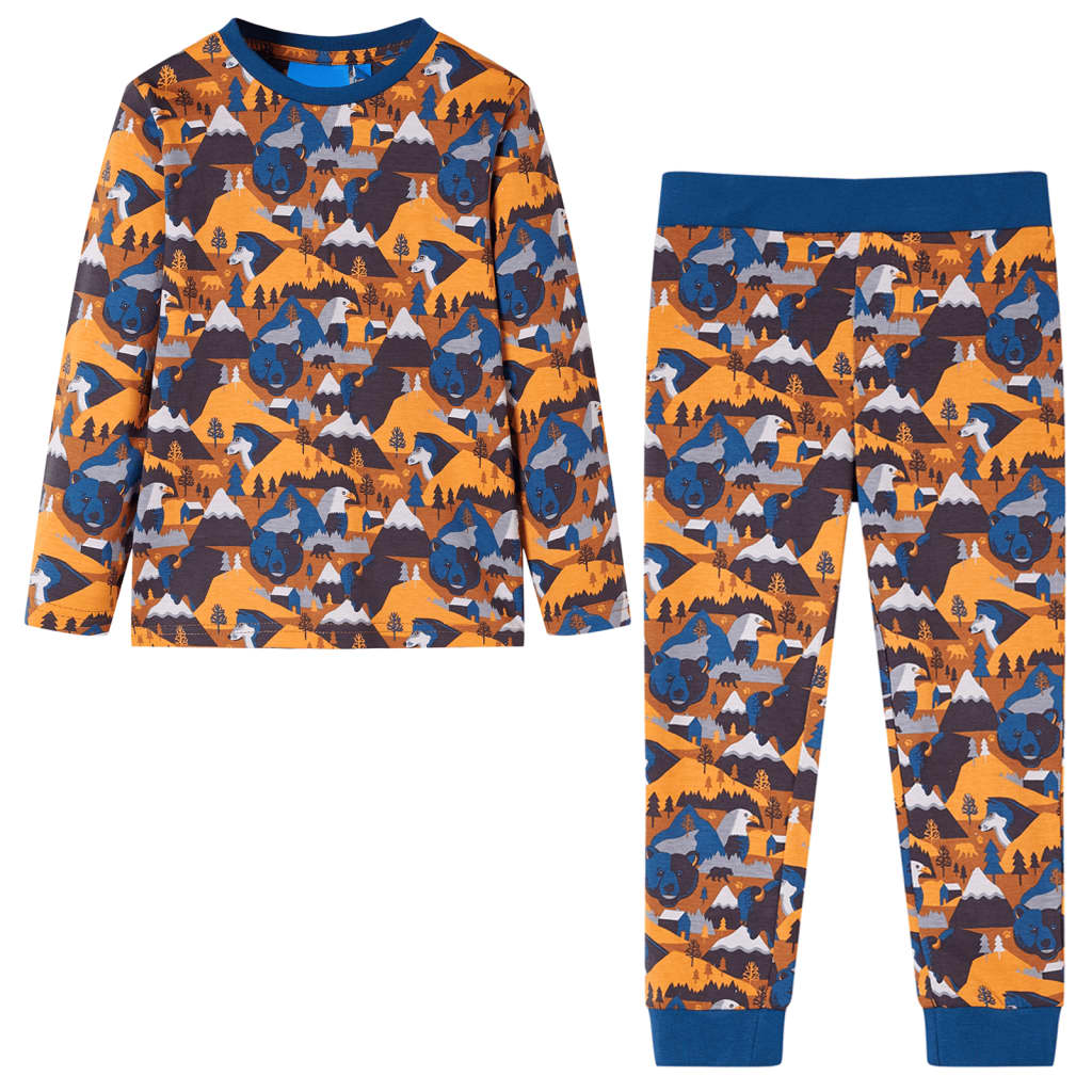 Kinderpyjama met lange mouwen 128 cognackleurig is nu te koop bij PeponiXL, paradijselijk wonen!