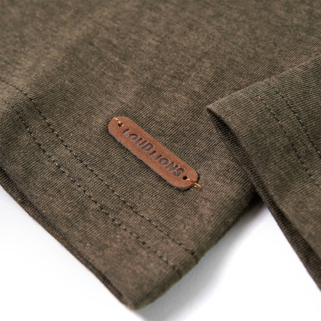 Kindershirt met lange mouwen 128 gemêleerd kakikleur is nu te koop bij PeponiXL, paradijselijk wonen!